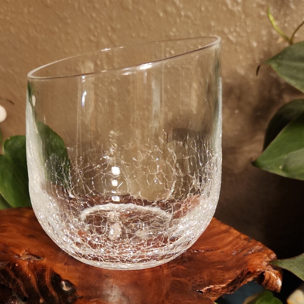 Pier 1 Crackle Angled Rim Glass Tumbler--ONE ONLY - Picture 3 of 8